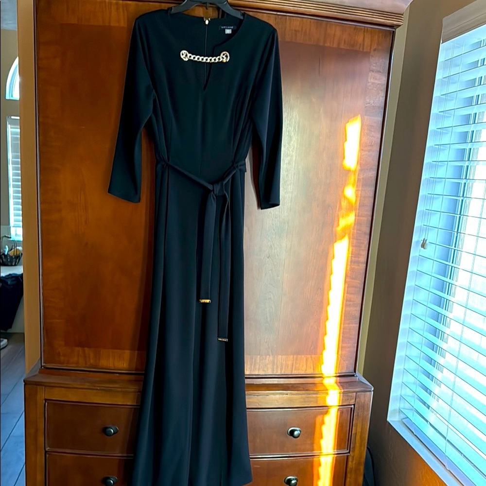 Tommy Hilfiger Black with Gold Accents 3/4 sleeve Jumpsuit